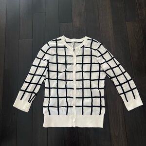 Halogen White and Black Checkered Cardigan